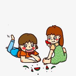 梦见两小孩吃瓜,两小孩共享瓜果的甜蜜时光